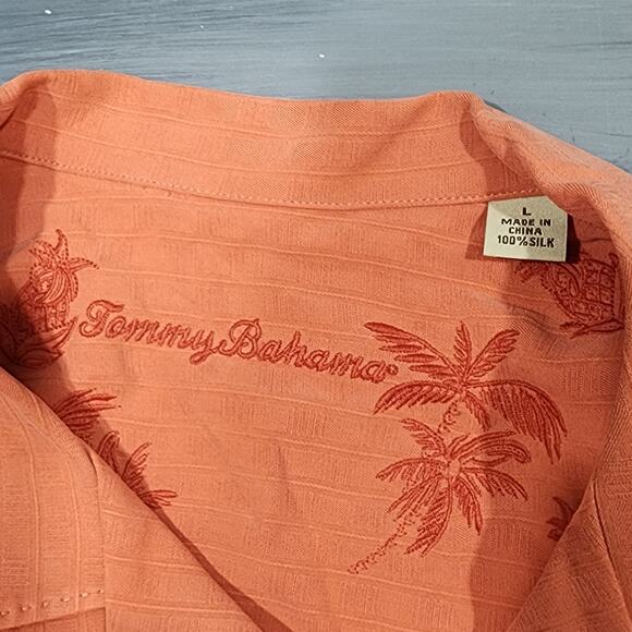 Tommy Bahama Silk Shirt Button Down Short Sleeve Orange Size Large - Picture 3 of 5